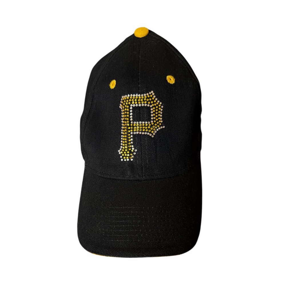 OTTO Black baseball Cap with Yellow Rhinestone 'P' Accent Pittsburgh pirates